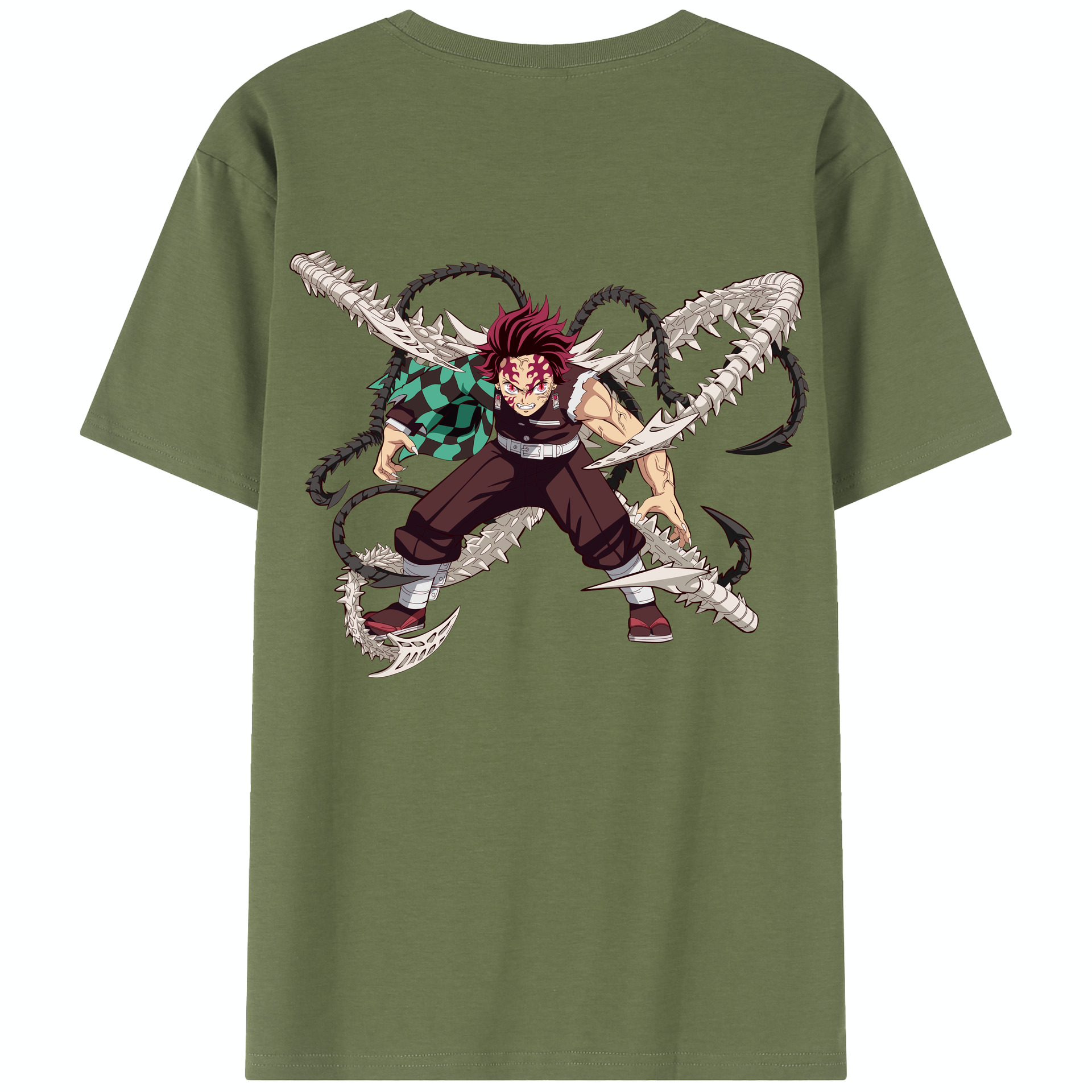 （画像用） 鬼滅の刃 竈門 炭治郎／かまど たんじろう Kamado Tanjirou 綿100％半袖Tシャツ（背面プリント）